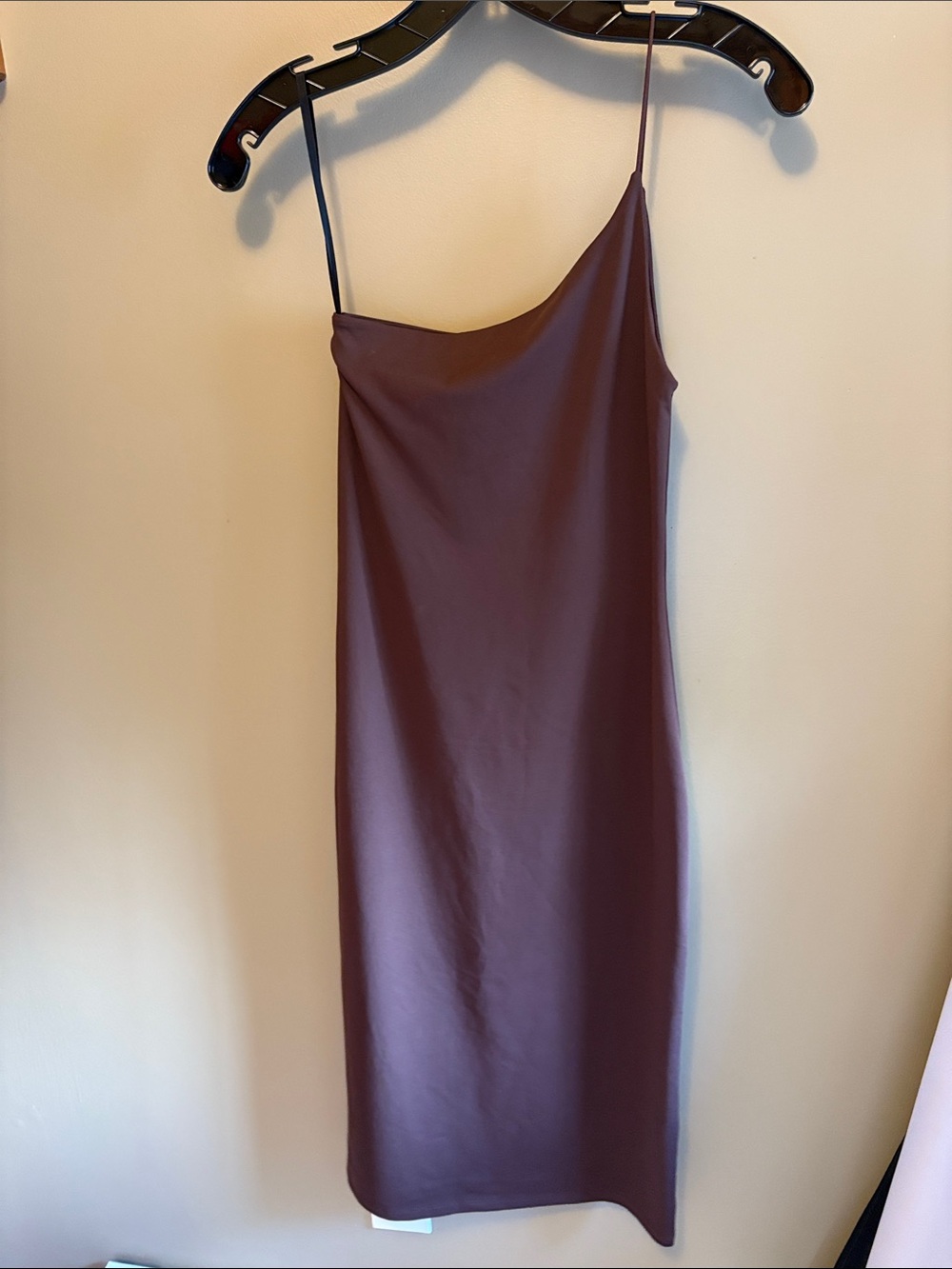 Babaton One-Shoulder Slip Dress in Brown